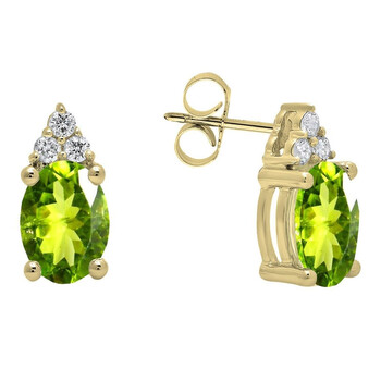 Dazzling Rock Dazzlingrock Collection 10K 7X5 Mm Oval Peridot & Round White Diamond Ladies Stud Earrings, Yellow Gold 1 Bông tai Dazzling Rock Dazzlingrock Collection 10K 7X5 Mm Oval Peridot & Round White Diamond Ladies Stud Earrings