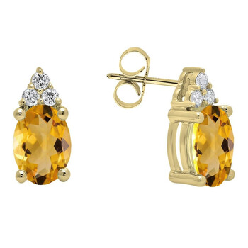 Dazzling Rock Dazzlingrock Collection 10K 7X5 Mm Oval Citrine & Round White Diamond Ladies Stud Earrings, Yellow Gold 1 Bông tai Dazzling Rock Dazzlingrock Collection 10K 7X5 Mm Oval Citrine & Round White Diamond Ladies Stud Earrings