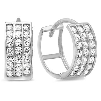 Dazzling Rock Dazzlingrock Collection 14K Round White Cubic Zirconia Ladies Huggie Hoop Earrings (5 Mm Width X 11.5 Mm Length), White Gold 2 Bông tai Dazzling Rock Dazzlingrock Collection 14K Round White Cubic Zirconia Ladies Huggie Hoop Earrings (5 Mm Width X 11.5 Mm Length)