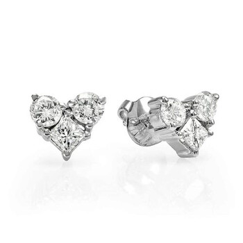 Dazzling Rock Dazzlingrock Collection 0.35 Carat (Ctw) 14K Round & Princess White Diamond Heart Stud Earrings, White Gold 1 Bông tai Dazzling Rock Dazzlingrock Collection 0.35 Carat (Ctw) 14K Round & Princess White Diamond Heart Stud Earrings