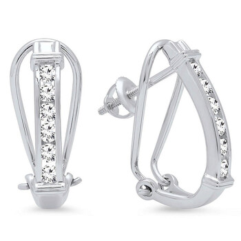 Dazzling Rock Dazzlingrock Collection 0.50 Carat 10K Diamond Fashion Hoop Earrings, White Gold 1 Bông tai Dazzling Rock Dazzlingrock Collection 0.50 Carat 10K Diamond Fashion Hoop Earrings