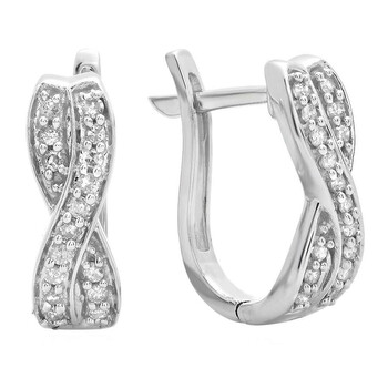 Dazzling Rock Dazzlingrock Collection 0.20 Carat (Ctw) 10K Round White Diamond Ladies Infinity Swirl Hoop Earrings 1/5 Ct, White Gold 2 Bông tai Dazzling Rock Dazzlingrock Collection 0.20 Carat (Ctw) 10K Round White Diamond Ladies Infinity Swirl Hoop Earrings 1/5 Ct