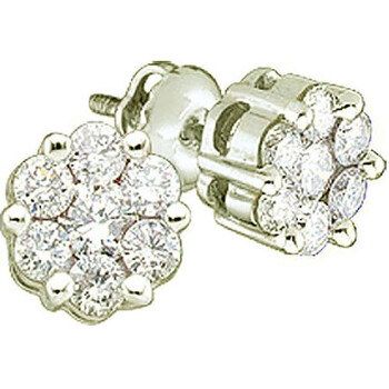 Bông tai Dazzling Rock Dazzlingrock Collection 1.00 Carat (Ctw) 14K Round White Diamond Ladies Cluster Flower Earrings