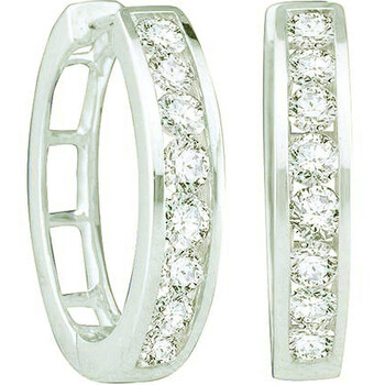 Bông tai Dazzling Rock Dazzlingrock Collection 0.50 Carat (Ctw) 14K White Diamond Ladies Hoops Earrings