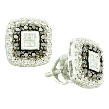 Dazzling Rock Dazzlingrock Collection 0.51 Carat (Ctw) 14K Black & White Diamond Ladies Fashion Earrings, White Gold 1 Bông tai Dazzling Rock Dazzlingrock Collection 0.51 Carat (Ctw) 14K Black & White Diamond Ladies Fashion Earrings