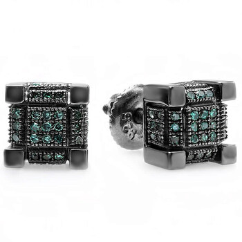 Bông tai Dazzling Rock Dazzlingrock Collection 0.20 Carat (Ctw) Round Blue Diamond Iced Men'S Hip Hop Cube Dice Stud Earring 1/5 Ct
