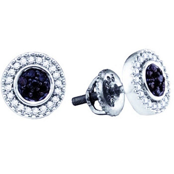 Dazzling Rock Dazzlingrock Collection 0.27 Carat (Ctw) Black & White Diamond Ladies Cluster Earrings, Sterling Silver 1 Bông tai Dazzling Rock Dazzlingrock Collection 0.27 Carat (Ctw) Black & White Diamond Ladies Cluster Earrings