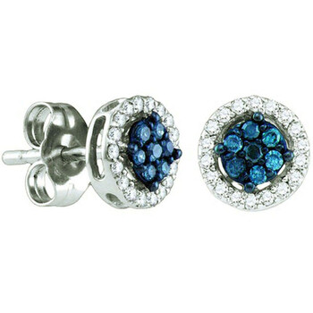 Dazzling Rock Dazzlingrock Collection 0.25 Carat (Ctw) 10K Blue & White Diamond Ladies Cluster Earrings, White Gold 2 Bông tai Dazzling Rock Dazzlingrock Collection 0.25 Carat (Ctw) 10K Blue & White Diamond Ladies Cluster Earrings