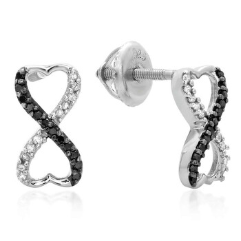 Dazzling Rock Dazzlingrock Collection 0.16 Carat (Ctw) Black & White Diamond Infinity Heart Shaped Swirl Dangling Earrings, Sterling Silver 2 Bông tai Dazzling Rock Dazzlingrock Collection 0.16 Carat (Ctw) Black & White Diamond Infinity Heart Shaped Swirl Dangling Earrings