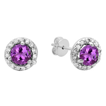 Dazzling Rock Dazzlingrock Collection 0.50 Carat (Ctw) 14K Round Purple Amethyst & Diamond Ladies Halo Stud Earrings 1/2 Ct, White Gold 2 Bông tai Dazzling Rock Dazzlingrock Collection 0.50 Carat (Ctw) 14K Round Purple Amethyst & Diamond Ladies Halo Stud Earrings 1/2 Ct