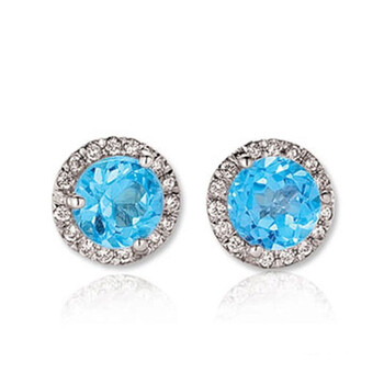 Dazzling Rock Dazzlingrock Collection 14K Round Blue Topaz & White Diamond Ladies Halo Style Stud Earrings, White Gold 2 Bông tai Dazzling Rock Dazzlingrock Collection 14K Round Blue Topaz & White Diamond Ladies Halo Style Stud Earrings