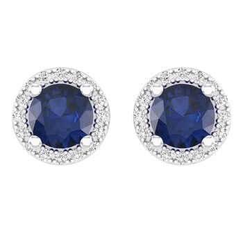 Dazzling Rock Dazzlingrock Collection 10K Round Blue Sapphire & White Diamond Ladies Halo Style Stud Earrings, White Gold 2 Bông tai Dazzling Rock Dazzlingrock Collection 10K Round Blue Sapphire & White Diamond Ladies Halo Style Stud Earrings