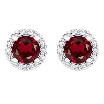 Dazzling Rock Dazzlingrock Collection 10K Round Red Garnet & White Diamond Ladies Halo Style Stud Earrings, White Gold 1 Bông tai Dazzling Rock Dazzlingrock Collection 10K Round Red Garnet & White Diamond Ladies Halo Style Stud Earrings