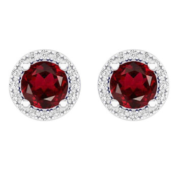 Dazzling Rock Dazzlingrock Collection 14K Round Red Garnet & White Diamond Ladies Halo Style Stud Earrings 2 Ct, White Gold 2 Bông tai Dazzling Rock Dazzlingrock Collection 14K Round Red Garnet & White Diamond Ladies Halo Style Stud Earrings 2 Ct