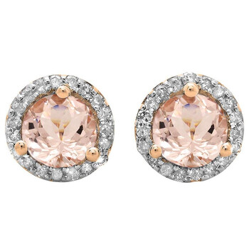 Dazzling Rock Dazzlingrock Collection 14K Round Morganite & White Diamond Ladies Halo Style Stud Earrings, Rose Gold 1 Bông tai Dazzling Rock Dazzlingrock Collection 14K Round Morganite & White Diamond Ladies Halo Style Stud Earrings