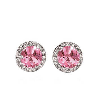 Dazzling Rock Dazzlingrock Collection 14K Round Pink Sapphire & White Diamond Ladies Halo Style Stud Earrings, White Gold 1 Bông tai Dazzling Rock Dazzlingrock Collection 14K Round Pink Sapphire & White Diamond Ladies Halo Style Stud Earrings