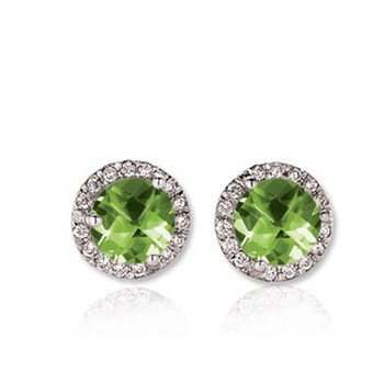 Dazzling Rock Dazzlingrock Collection 14K Round Peridot & White Diamond Ladies Halo Stud Earrings, White Gold 1 Bông tai Dazzling Rock Dazzlingrock Collection 14K Round Peridot & White Diamond Ladies Halo Stud Earrings