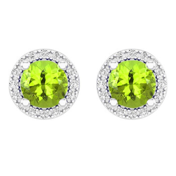 Dazzling Rock Dazzlingrock Collection 14K Round Green Peridot & White Diamond Ladies Halo Style Stud Earrings 2 Ct, White Gold 2 Bông tai Dazzling Rock Dazzlingrock Collection 14K Round Green Peridot & White Diamond Ladies Halo Style Stud Earrings 2 Ct
