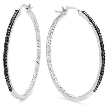 Dazzling Rock Dazzlingrock Collection 0.10 Carat (Ctw) Round Black Diamond Ladies Fine Hoop Earrings 1/10 Ct, Sterling Silver 1 Bông tai Dazzling Rock Dazzlingrock Collection 0.10 Carat (Ctw) Round Black Diamond Ladies Fine Hoop Earrings 1/10 Ct