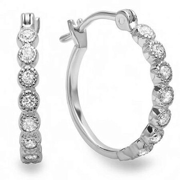 Dazzling Rock Dazzlingrock Collection 0.25 Carat (Ctw) 18K Round White Diamond Fine Dainty Hoop Earrings 1/4 Ct, White Gold 1 Bông tai Dazzling Rock Dazzlingrock Collection 0.25 Carat (Ctw) 18K Round White Diamond Fine Dainty Hoop Earrings 1/4 Ct