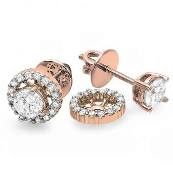 Dazzling Rock Dazzlingrock Collection 1.00 Carat (Ctw) 14K Round Diamond Halo Stud Earrings With Removable Jackets, Rose Gold 2 Bông tai Dazzling Rock Dazzlingrock Collection 1.00 Carat (Ctw) 14K Round Diamond Halo Stud Earrings With Removable Jackets