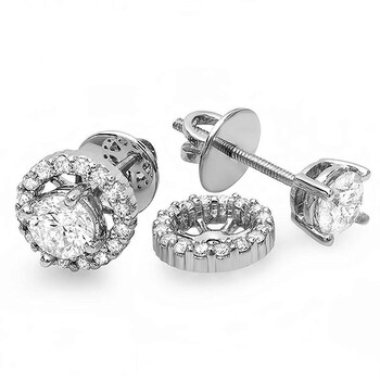 Dazzling Rock Dazzlingrock Collection 1.00 Carat (Ctw) 14K Round Diamond Halo Stud Earrings With Removable Jackets, White Gold 1 Bông tai Dazzling Rock Dazzlingrock Collection 1.00 Carat (Ctw) 14K Round Diamond Halo Stud Earrings With Removable Jackets