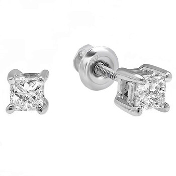 Dazzling Rock Dazzlingrock Collection 0.20 Carat (Ctw) 10K Princess Diamond Square Shape Ladies Solitaire Stud Earrings 1/5 Ct, White Gold 1 Bông tai Dazzling Rock Dazzlingrock Collection 0.20 Carat (Ctw) 10K Princess Diamond Square Shape Ladies Solitaire Stud Earrings 1/5 Ct