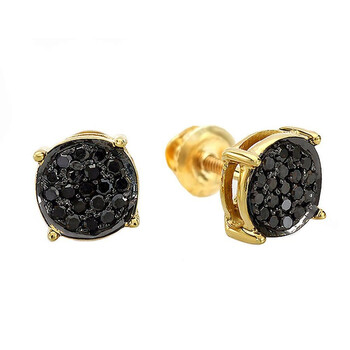 Bông tai Dazzling Rock 0.25 Carat (Ctw) 18K Gold Plated Sterling Silver Round Black Diamond Ladies Stud Earrings 1/4 Ct