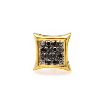 Bông tai Dazzling Rock 0.05 Carat (Ctw) 18K Yellow Gold Plated Sterling Silver Round Black Diamond Stud Earring (1Pc)