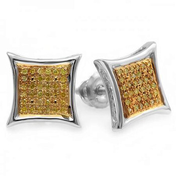 Dazzling Rock Dazzlingrock Collection 0.15 Carat (Ctw) Yellow Round Diamond Micro Pave Setting Kite Shape Stud Earrings, Sterling Silver 2 Bông tai Dazzling Rock Dazzlingrock Collection 0.15 Carat (Ctw) Yellow Round Diamond Micro Pave Setting Kite Shape Stud Earrings