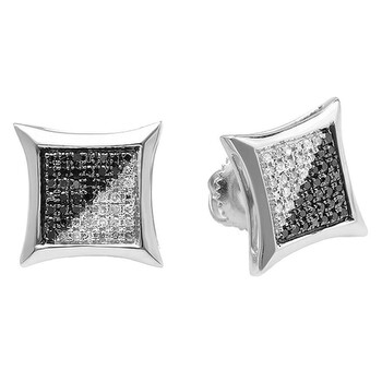 Bông tai Dazzling Rock Dazzlingrock Collection 0.25 Carat (Ctw) Black & White Round Diamond Micro Pave Setting Kite Shape Stud Earrings 1/4 Ct