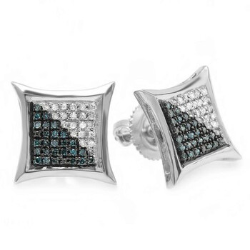 Dazzling Rock Dazzlingrock Collection 0.20 Carat (Ctw) 14K White & Blue Round Diamond Micro Pave Setting Kite Shape Stud Earrings 1/4 Ct, White Gold 1 Bông tai Dazzling Rock Dazzlingrock Collection 0.20 Carat (Ctw) 14K White & Blue Round Diamond Micro Pave Setting Kite Shape Stud Earrings 1/4 Ct