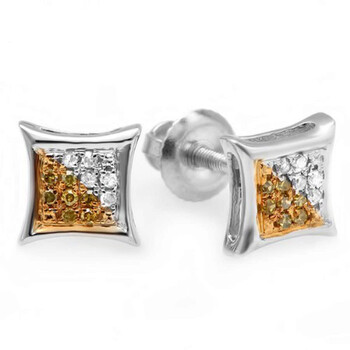 Dazzling Rock Dazzlingrock Collection 0.10 Carat (Ctw) White & Yellow Round Diamond Micro Pave Setting Kite Shape Stud Earrings 1/10 Ct, Sterling Silver 1 Bông tai Dazzling Rock Dazzlingrock Collection 0.10 Carat (Ctw) White & Yellow Round Diamond Micro Pave Setting Kite Shape Stud Earrings 1/10 Ct