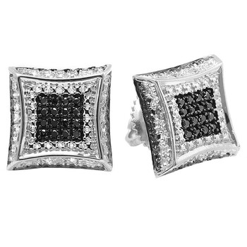 Dazzling Rock Dazzlingrock Collection 0.15 Carat (Ctw) White & Black Round Diamond Micro Pave Setting Kite Shape Stud Earrings, Sterling Silver 2 Bông tai Dazzling Rock Dazzlingrock Collection 0.15 Carat (Ctw) White & Black Round Diamond Micro Pave Setting Kite Shape Stud Earrings