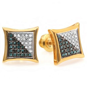 Bông tai Dazzling Rock Dazzlingrock Collection 0.15 Carat (Ctw) 14K White & Blue Round Diamond Micro Pave Setting Kite Shape Stud Earrings