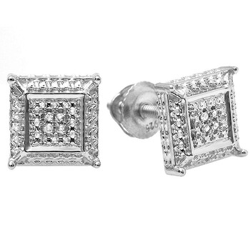 Bông tai Dazzling Rock Dazzlingrock Collection 0.05 Carat (Ctw) White Round Diamond Micro Pave Setting Kite Shape Stud Earrings
