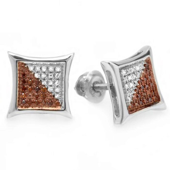 Dazzling Rock Dazzlingrock Collection 0.15 Carat (Ctw) Red & White Round Diamond Micro Pave Setting Kite Shape Stud Earrings, Sterling Silver 1 Bông tai Dazzling Rock Dazzlingrock Collection 0.15 Carat (Ctw) Red & White Round Diamond Micro Pave Setting Kite Shape Stud Earrings