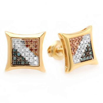 Dazzling Rock Dazzlingrock Collection 0.15 Carat (Ctw) 10K Blue, White & Red Round Diamond Micro Pave Setting Kite Shape Stud Earrings, Yellow Gold 1 Bông tai Dazzling Rock Dazzlingrock Collection 0.15 Carat (Ctw) 10K Blue
