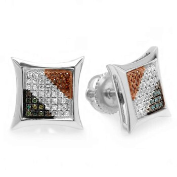 Dazzling Rock Dazzlingrock Collection 0.25 Carat (Ctw) Blue, White & Red Round Diamond Micro Pave Setting Kite Shape Stud Earrings 1/4 Ct, Sterling Silver 1 Bông tai Dazzling Rock Dazzlingrock Collection 0.25 Carat (Ctw) Blue