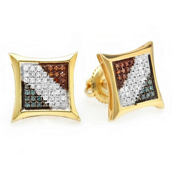 Bông tai Dazzling Rock 0.25 Carat (Ctw) 18K Yellow Gold Plated Sterling Silver Blue