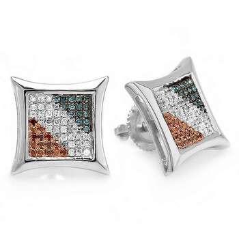 Dazzling Rock Dazzlingrock Collection 0.33 Carat (Ctw) Blue, White & Red Round Diamond Micro Pave Setting Kite Shape Stud Earrings 1/3 Ct, Sterling Silver 1 Bông tai Dazzling Rock Dazzlingrock Collection 0.33 Carat (Ctw) Blue