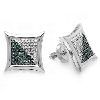 Dazzling Rock Dazzlingrock Collection 0.38 Carat (Ctw) White & Blue Round Diamond Micro Pave Setting Kite Shape Stud Earrings, Sterling Silver 1 Bông tai Dazzling Rock Dazzlingrock Collection 0.38 Carat (Ctw) White & Blue Round Diamond Micro Pave Setting Kite Shape Stud Earrings