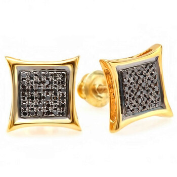 Bông tai Dazzling Rock Dazzlingrock Collection 0.38 Carat (Ctw) Black Round Diamond Micro Pave Setting Kite Shape Stud Earrings