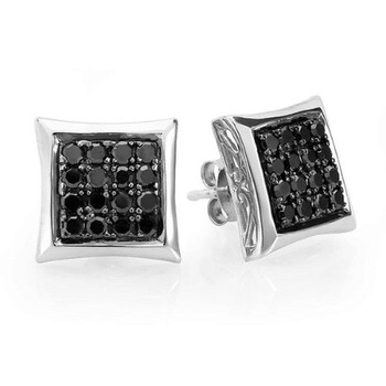 Bông tai Dazzling Rock Dazzlingrock Collection 0.75 Carat (Ctw) Black Round Diamond Micro Pave Setting Kite Shape Stud Earrings 3/4 Ct