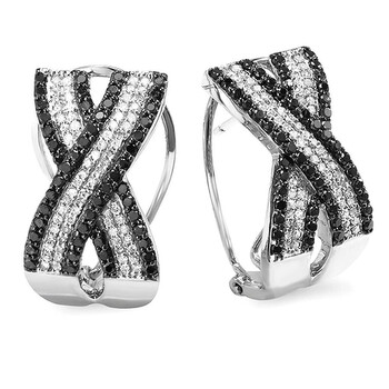 Dazzling Rock Dazzlingrock Collection 1.50 Carat (Ctw) 10K Round Black And White Diamond Hoop Earrings, White Gold 2 Bông tai Dazzling Rock Dazzlingrock Collection 1.50 Carat (Ctw) 10K Round Black And White Diamond Hoop Earrings