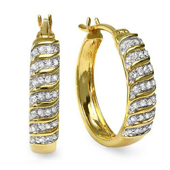 Dazzling Rock Dazzlingrock Collection 0.20 Carat (Ctw) White Round Diamond Ladies Hoop Earrings 1/5 Ct, Sterling Silver 1 Bông tai Dazzling Rock Dazzlingrock Collection 0.20 Carat (Ctw) White Round Diamond Ladies Hoop Earrings 1/5 Ct