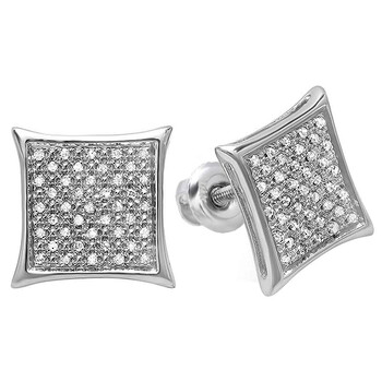 Dazzling Rock Dazzlingrock Collection 0.20 Carat (Ctw) Real White Diamond Kite Shape Men'S Hip Hop Iced Micro Pave Stud Earrings 1/5 Ct, Sterling Silver 2 Bông tai Dazzling Rock Dazzlingrock Collection 0.20 Carat (Ctw) Real White Diamond Kite Shape Men'S Hip Hop Iced Micro Pave Stud Earrings 1/5 Ct