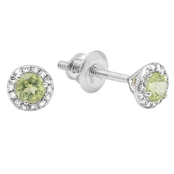 Dazzling Rock Dazzlingrock Collection 18K Round Peridot & White Diamond Ladies Halo Stud Earrings, White Gold 2 Bông tai Dazzling Rock Dazzlingrock Collection 18K Round Peridot & White Diamond Ladies Halo Stud Earrings