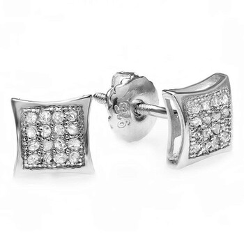 Bông tai Dazzling Rock Dazzlingrock Collection 0.05 Carat (Ctw) Real Diamond Kite Shape Men'S Hip Hop Iced Stud Earrings
