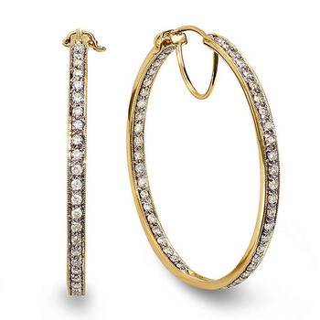 Bông tai Dazzling Rock Dazzlingrock Collection 2.00 Carat (Ctw) 14K Round Diamond Ladies Hoop Earrings 2 Ct